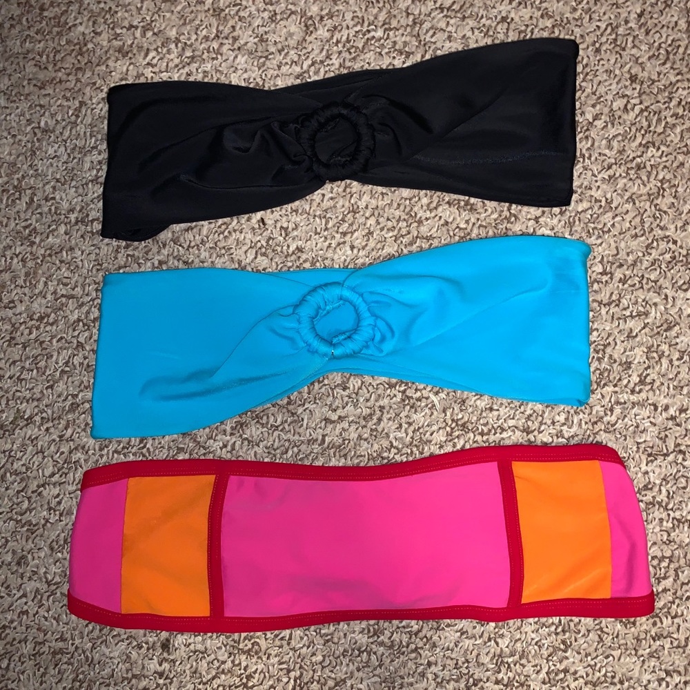 Lot of 3 Bandeau Strapless Bikini Tops